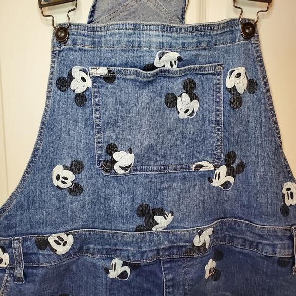 Disney women 24 Denim Jean Shorts Overalls Romper Mickey Mouse - Picture 2 of 9